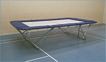 The 77a Standard Trampoline c/w 25mm x 25mm Web Bed and Lift/Lower Rollerstands